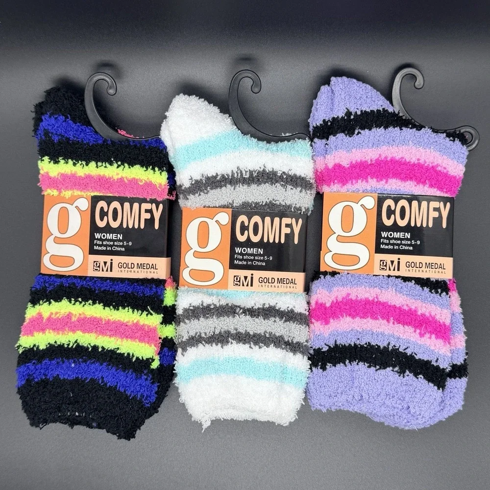Comfy Womens 3 Pack Spa Socks Fluffy Slipper ComfyCabin Soft Fleece Warm